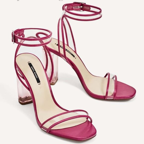 Zara Shoes - Zara Ankle Strap Sandals with Vinyl Heel